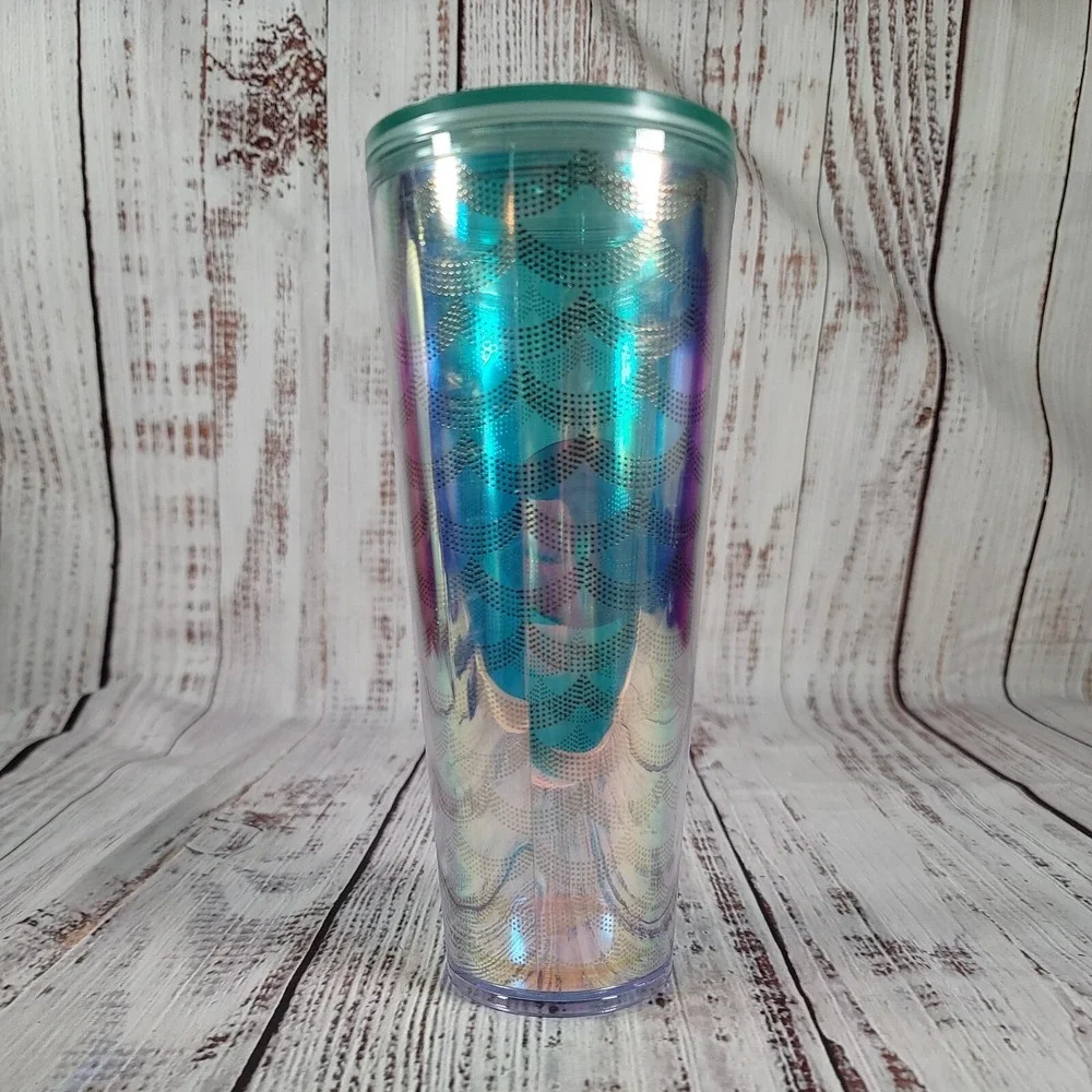 Starbucks Acrylic Iridescent Rainbow Siren Scales Cold Cup Mermaid Tumbler 24 oz